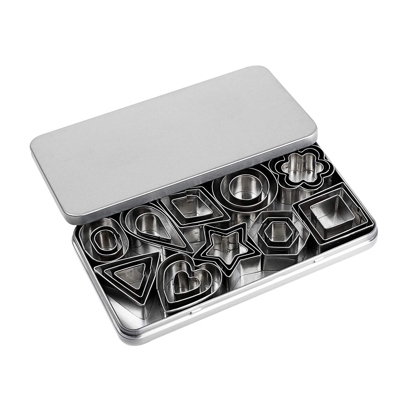 ZMJY Mini Cookie Cutter Set - 30 Stainless Steel Shapes (Heart, Star, Flower) for Baking, Pastry Dough, Pie Crust & Fondant - Perfect for Christmas Cookies, Birthday Cakes & DIY Dessert Decorations