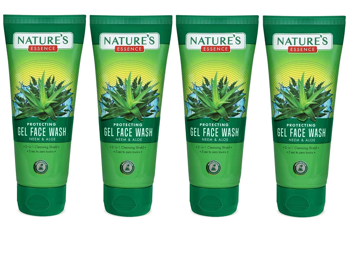 KOMOREBI Natural Face Wash with Neem & Aloe Vera - 65ml (Pack of 4) | Gentle Cleansing Gel for Acne-Prone & Sensitive Skin | Includes FREE Tic Tac Pin | Perfect for Daily Skincare Routine & Travel