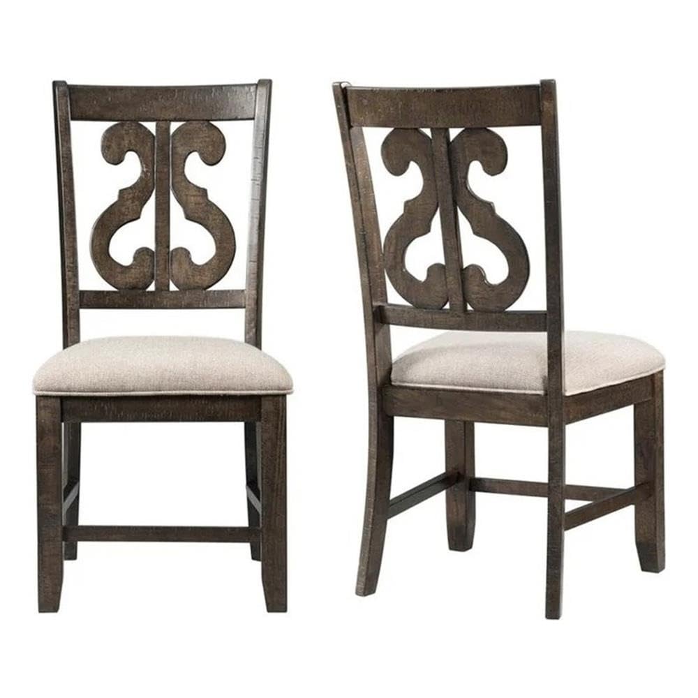 BOWERY HILL Walnut Dining Chairs Set of 2 - Taupe Upholstered Seats for Kitchen, Dining Room & Breakfast Nook - Modern Comfortable Wooden Chairs for Home Decor