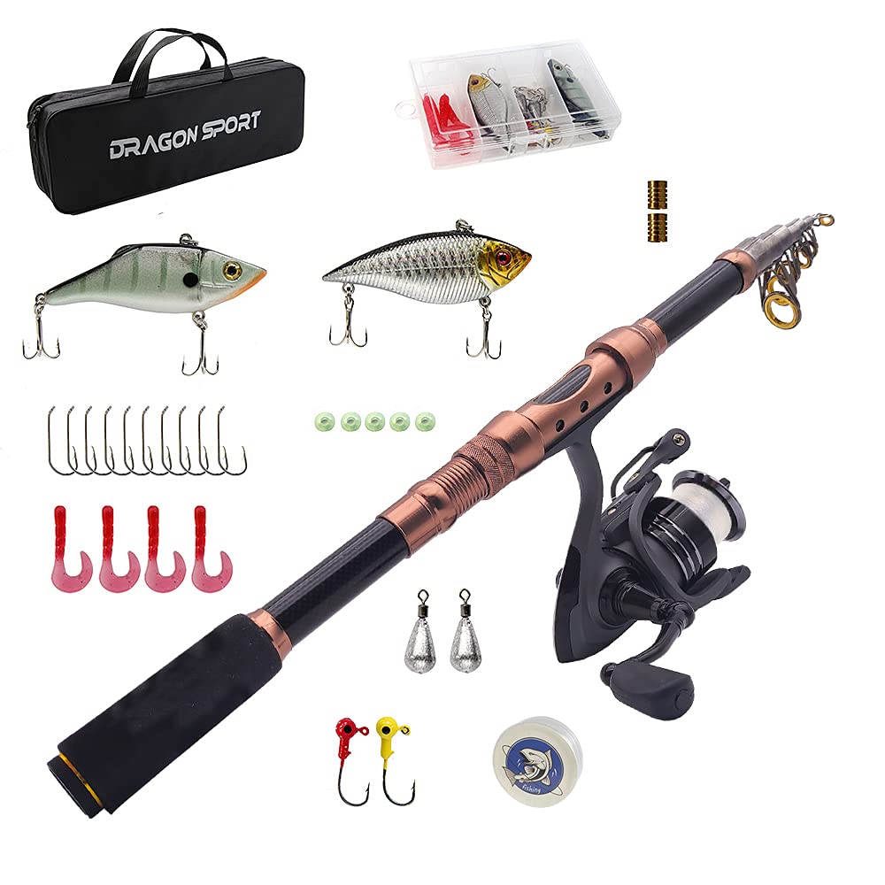 Premium Carbon Fiber Telescopic Fishing Rod and Reel Combo 2.4m (7.87FT) - Saltwater & Freshwater Fishing Kit for Sea, Lake, and River Angling | Lightweight Travel Fishing Gear for Beginners and Professionals