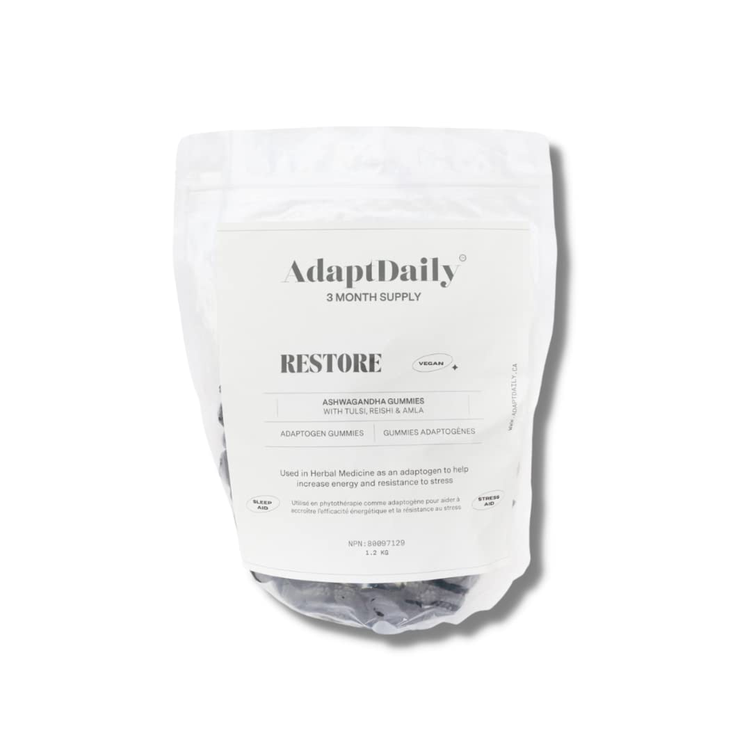AdaptDaily: Restore - Organic Adaptogenic Herbs Blend for Stress Relief & Energy Boost (3-Month Supply, Refill Bag) | Perfect for Daily Wellness Routine & Natural Stress Management