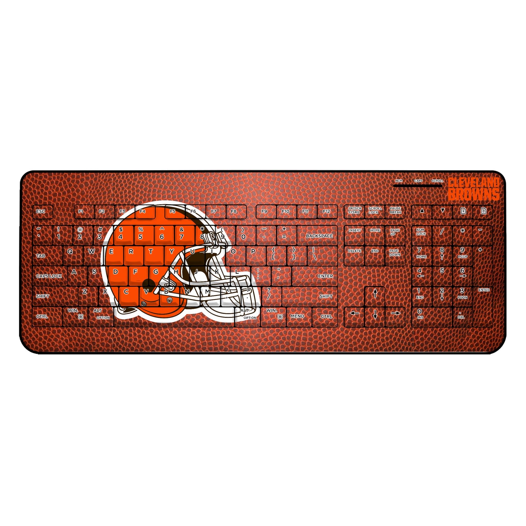 Cleveland Browns NFL Themed Wireless Keyboard - Bluetooth Gaming Keyboard for PC, Mac, Laptop - Perfect for Football Fans & Gamers (Browns Logo Design) - Use for Home Office, Gaming Setup, or Sports Decor