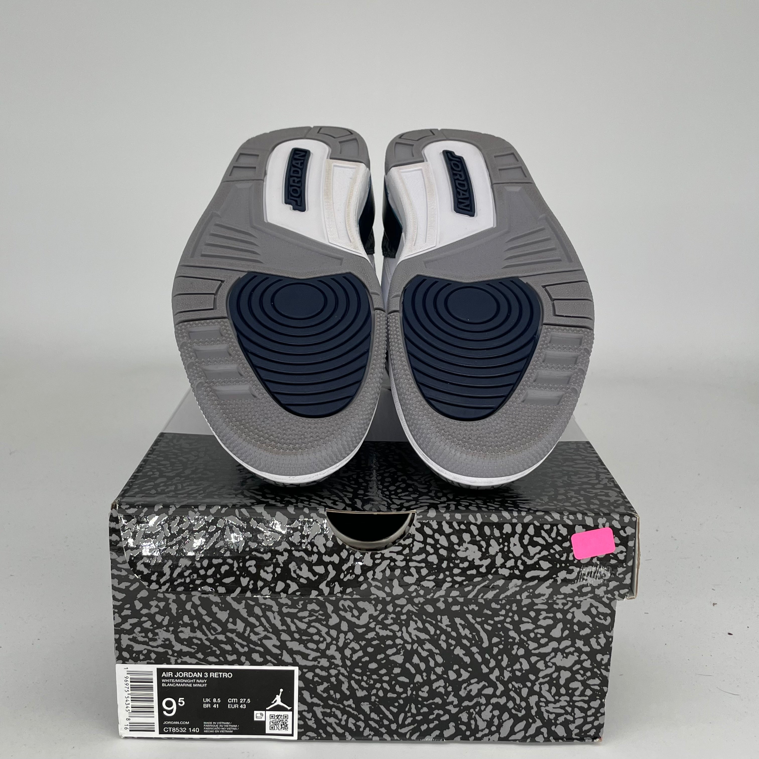 AIR JORDAN 3 MIDNIGHT NAVY Men's Basketball Shoes - Size 9.5 (CT8532-140) | Retro Sneakers for Casual Wear, Street Style & Court Performance