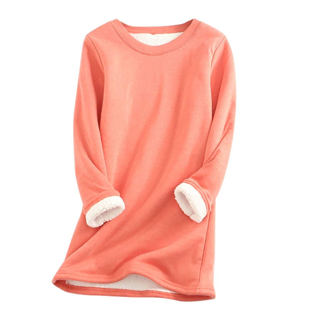 Women's Thick Fleece Sweatshirt - Winter Warm Velvet Blouse with Crewneck - Solid Color Casual Tops for Women - Perfect for Cold Weather, Layering & Everyday Wear