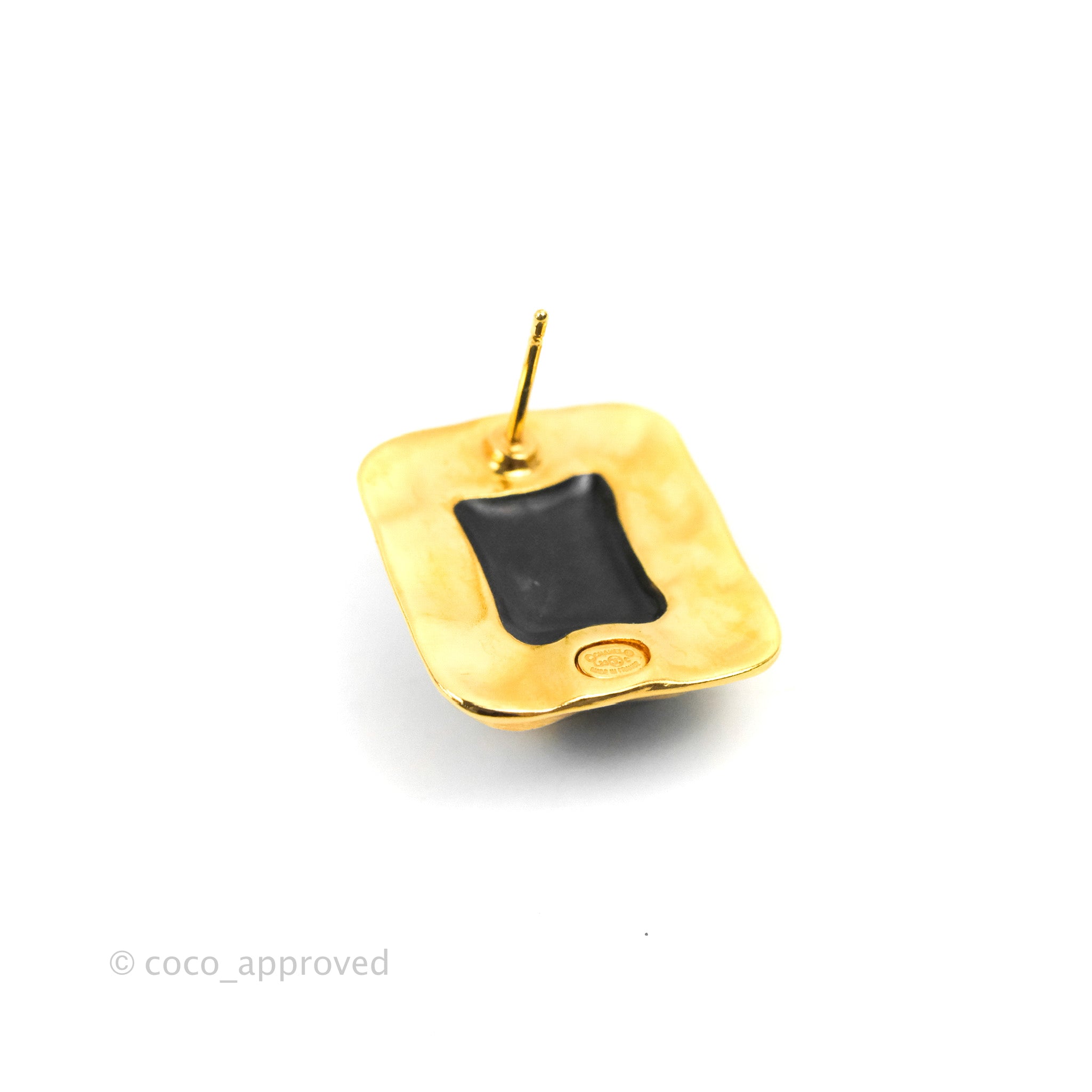 Chanel CC Square Metal Black Earrings Gold Tone 23C - Luxury Fashion Jewelry for Women, Perfect for Parties, Weddings & Special Occasions