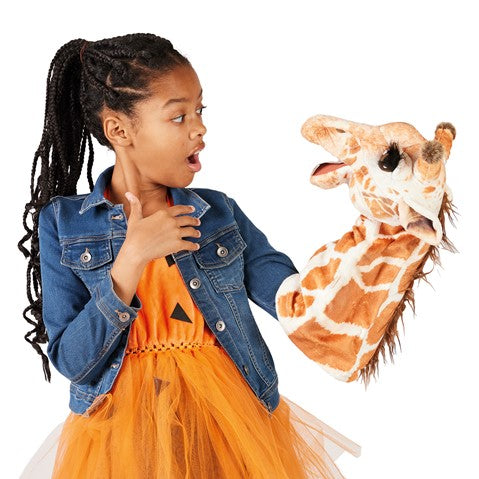 Folkmanis Giraffe Hand Puppet - Realistic Stuffed Animal Puppet for Kids, Storytelling & Educational Play - Perfect for Classroom, Theater & Imaginative Playtime