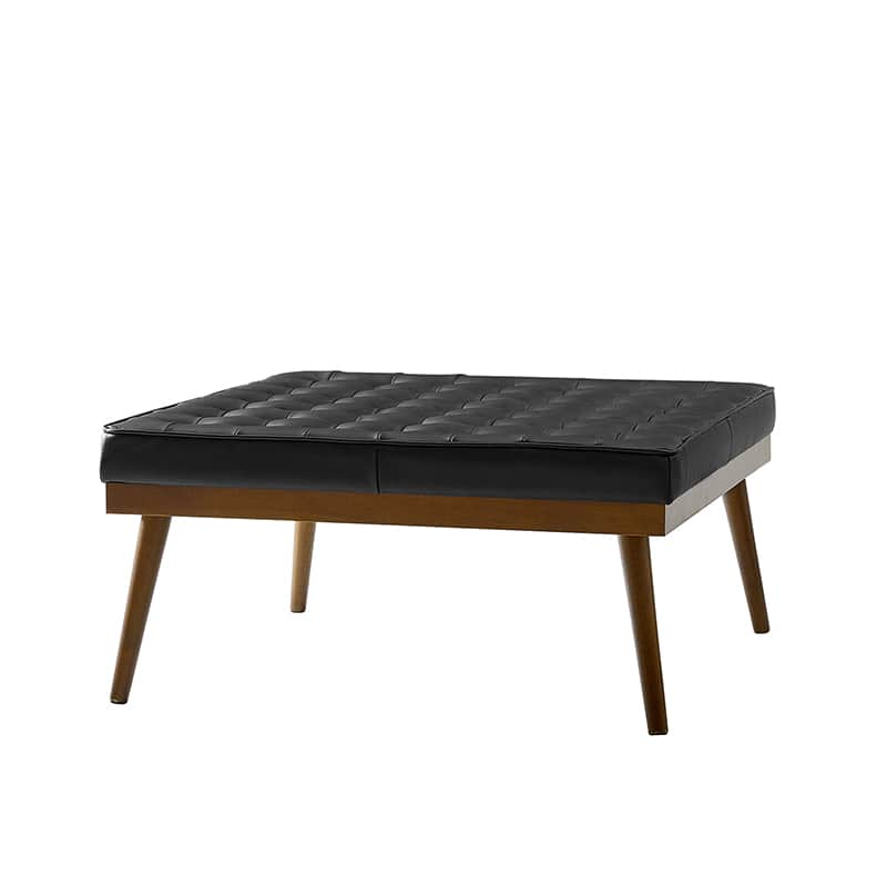 Elisa Mid Century Modern Genuine Leather Ottoman Footrest - Stylish Living Room Accent for Home Decor & Lounge Comfort
