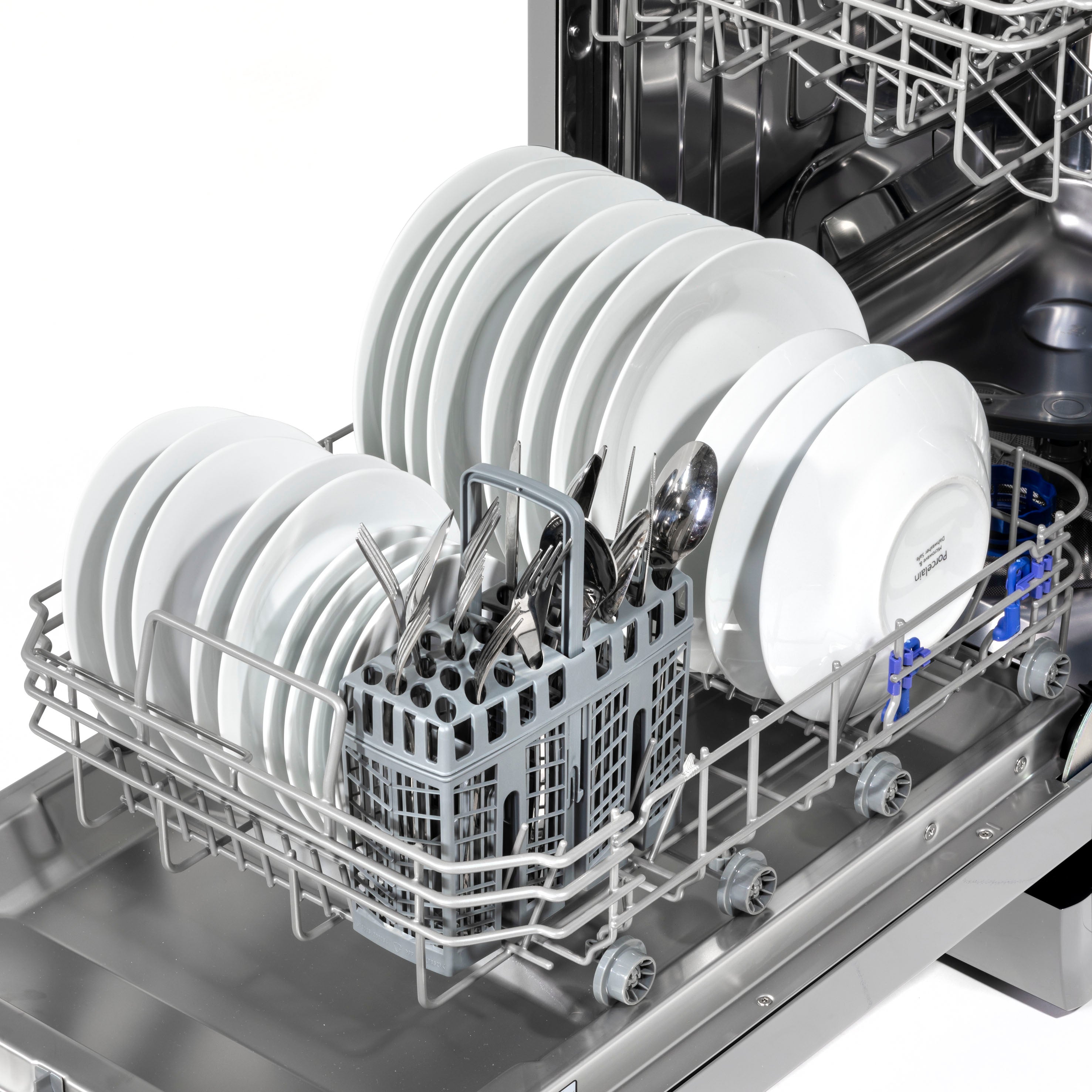 Baridi 45cm Slimline Freestanding Dishwasher - 10 Place Settings, 8 Wash Programs, Energy Efficient, Silver (DH166) - Perfect for Small Kitchens & Apartments