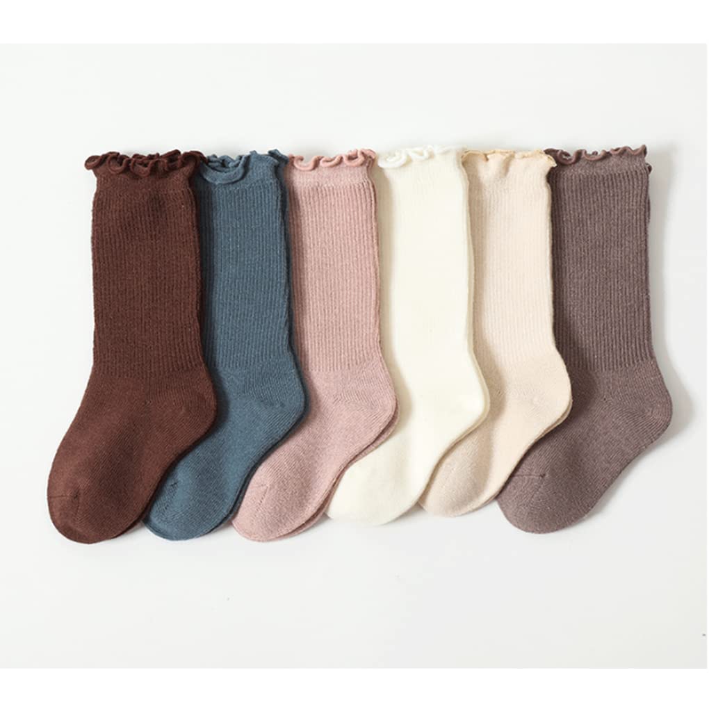 **Baby Girls Cotton Knee-High Socks – Soft & Warm Newborn Toddler Socks – Solid Color Infant Stockings for Everyday Wear & Playtime**
