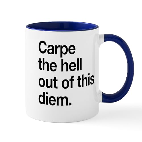 White/Navy Inside - Carpe The Hell Out Of This Diem Mugs