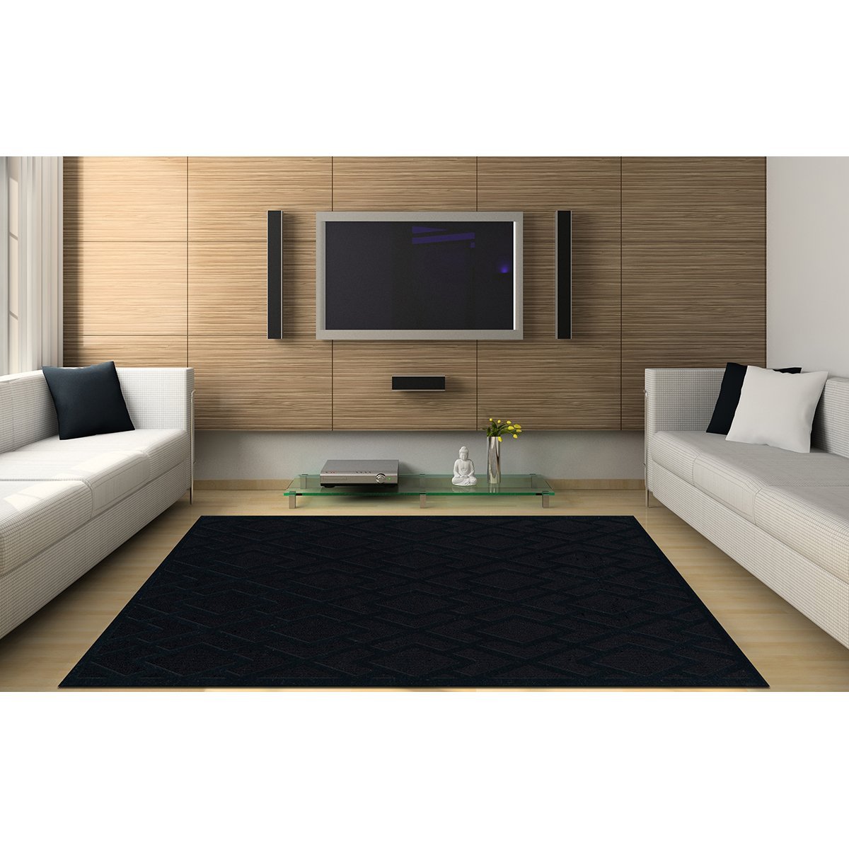 Dalyn Rugs Dover DV1 4' x 6' Black Area Rug - Soft Indoor Carpet for Living Room, Bedroom, or Office Decor