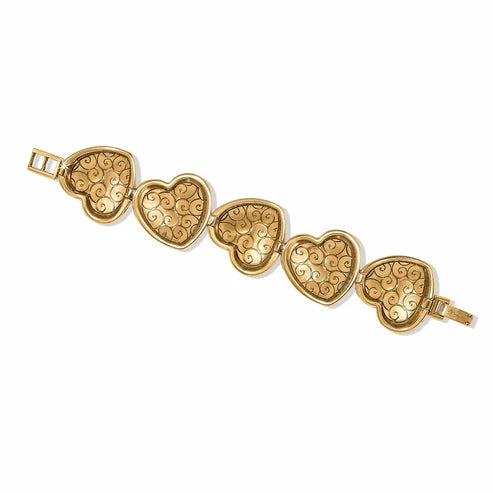 Brighton Trianon Heart Link Bracelet in Gold - Elegant Jewelry Gift for Women, Perfect for Valentine's Day, Anniversary & Special Occasions
