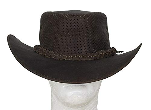 Premium Brown Leather Cowboy Hat with Decorative Braid - Western Style Fashion Accessory for Men & Women - Perfect for Rodeo, Country Music Festivals & Outdoor Adventures