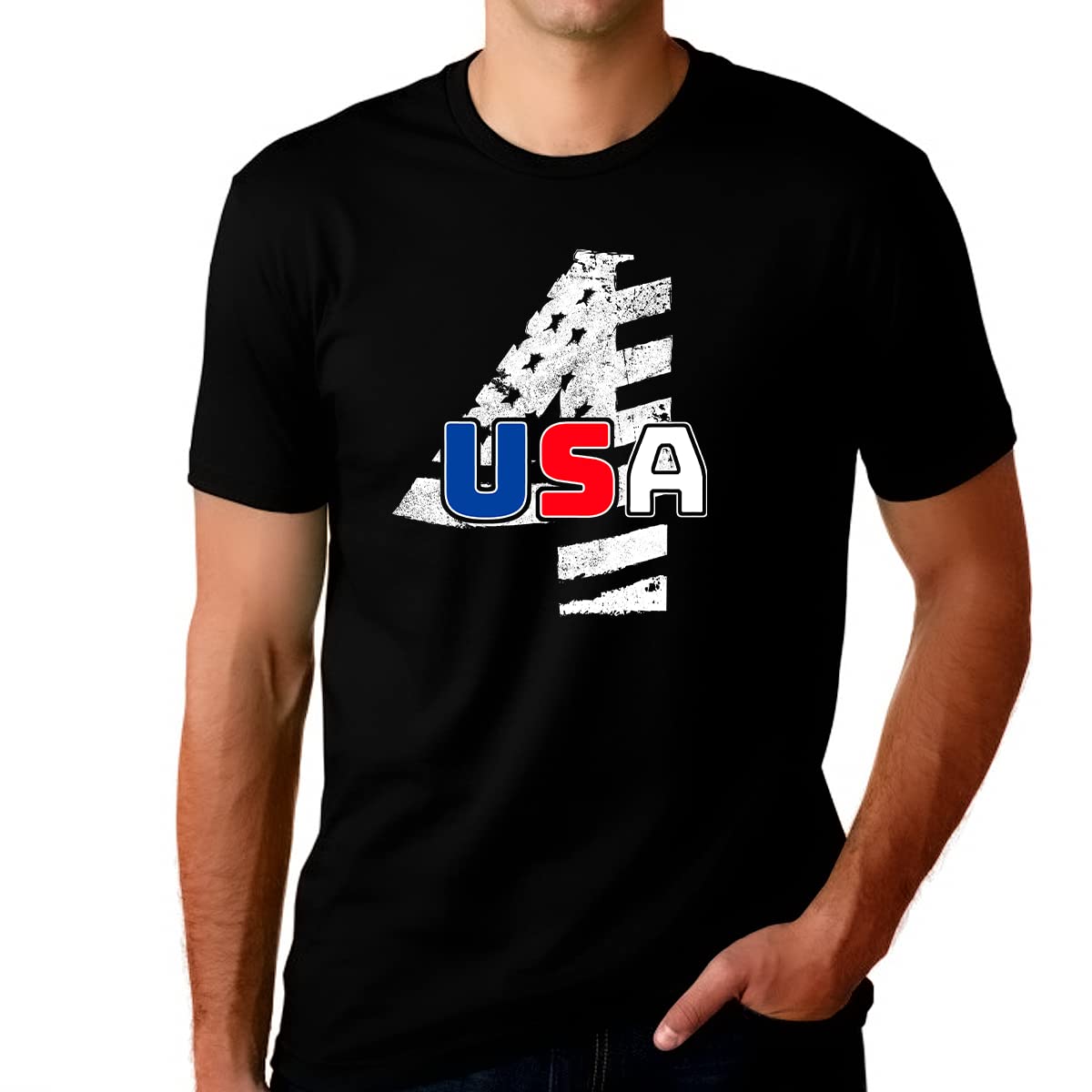 Fire Fit Designs Men's Patriotic American Flag Shirt - 4th of July USA Independence Day T-Shirt for Men | Perfect for BBQ, Fireworks & Summer Celebrations