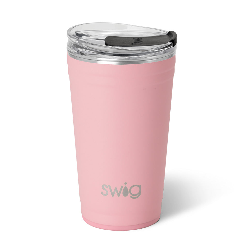 24oz Blush Party Cups - Bulk Disposable Plastic Cups for Parties, Weddings & Events - Elegant Rose Gold Tumbler for Cocktails, Drinks & Celebrations