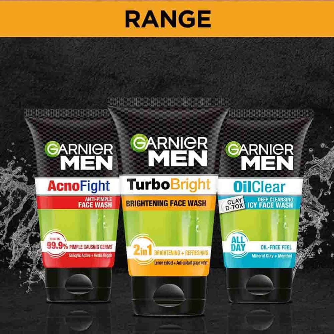 Garnier Men Turbo Bright Anti-Dark Circles Fairness Face Wash 50g - Brightening & Hydrating Facial Cleanser for Men with Dark Spots - Perfect for Morning & Night Skincare Routine