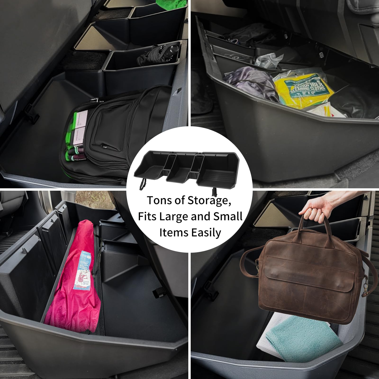 Tesla Cybertruck Rear Under Seat Storage Bin - Hidden Underseat Organizer for 2024 Cybertruck Accessories | Interior Storage Box for Tools, Emergency Kits & Car Essentials | Perfect for Road Trips & Outdoor Adventures