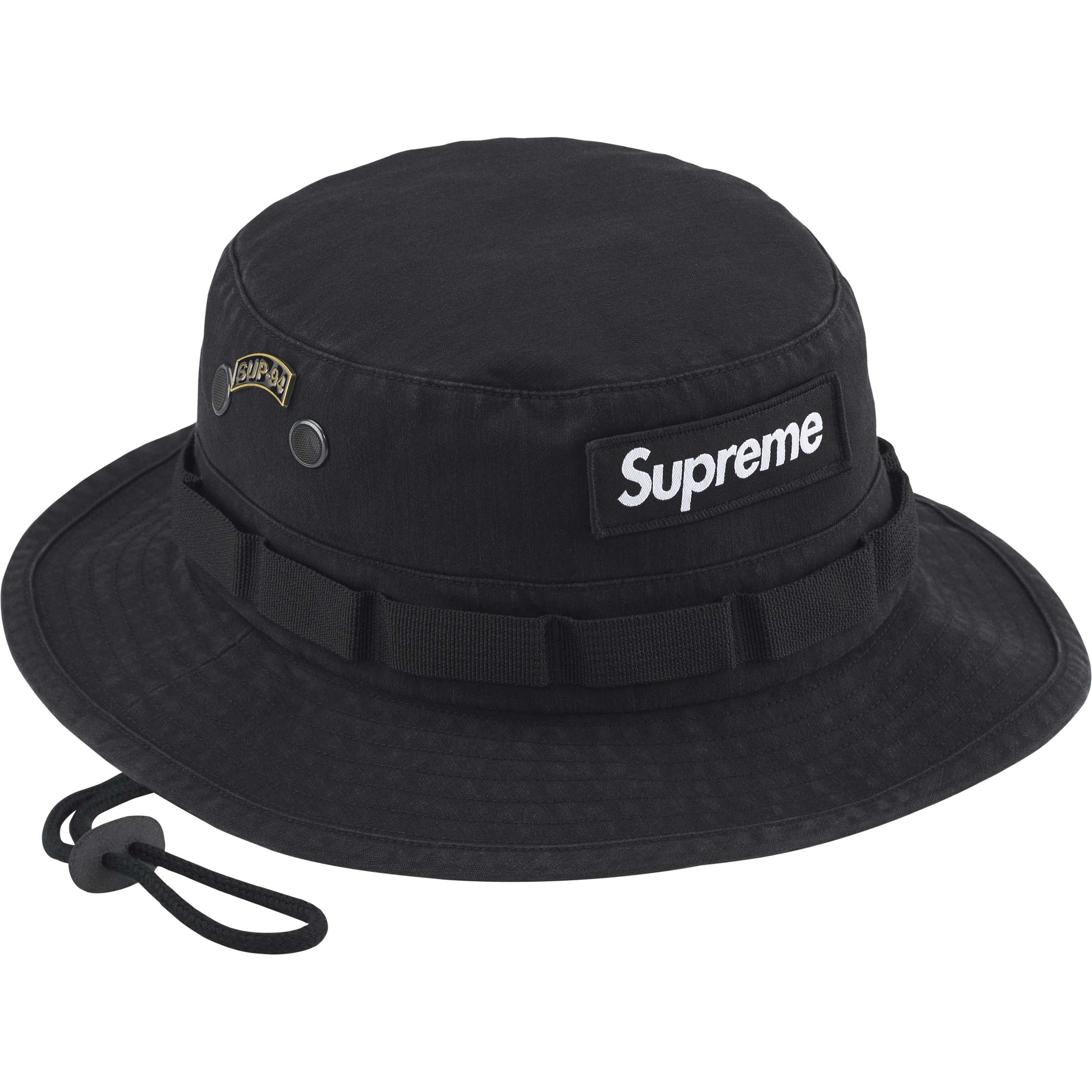 Supreme FW24 Military Boonie Hat - Black Tactical Sun Hat for Outdoor, Hiking, and Fishing - Stylish and Durable Bucket Hat for Men & Women