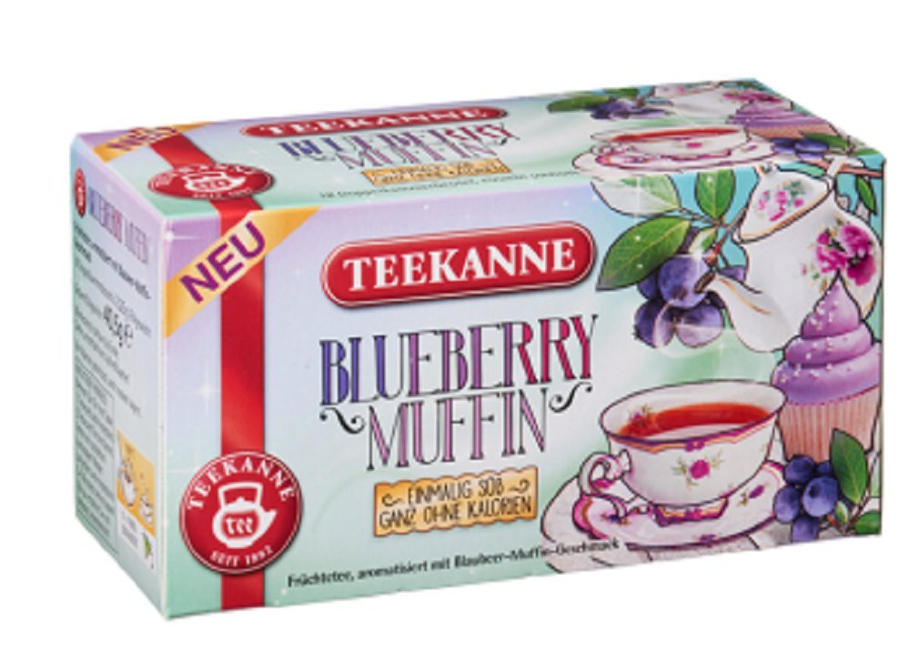 Premium Teekanne German Blueberry Muffin Herbal Tea - 18 Tea Bags - Caffeine-Free Fruit Infusion - Perfect for Breakfast, Afternoon Relaxation & Gift Giving