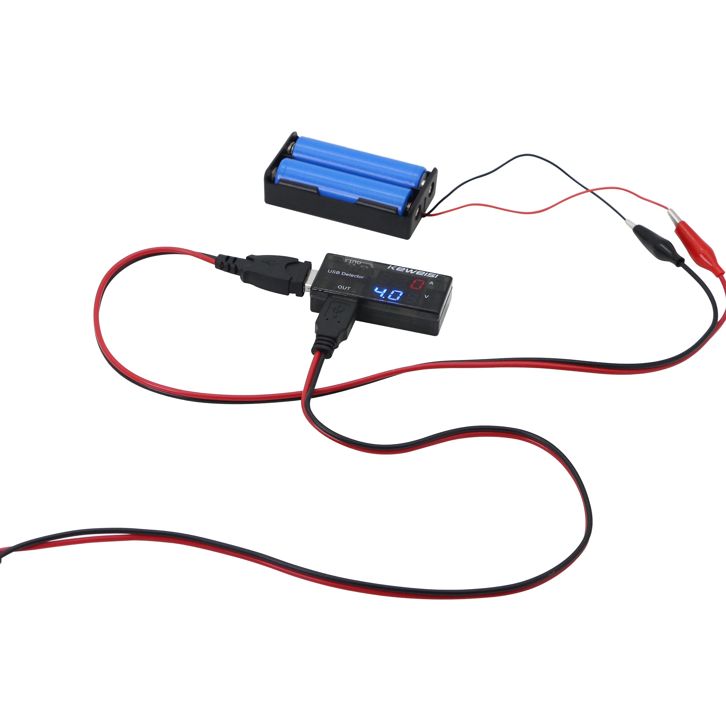 YACSEJAO USB Test Leads with Alligator Clips - Red & Black Wires (1 Male + 1 Female) - 5A Max Current, 19.7in/50cm Length - Perfect for Electronics Testing, DIY Projects & Circuit Debugging