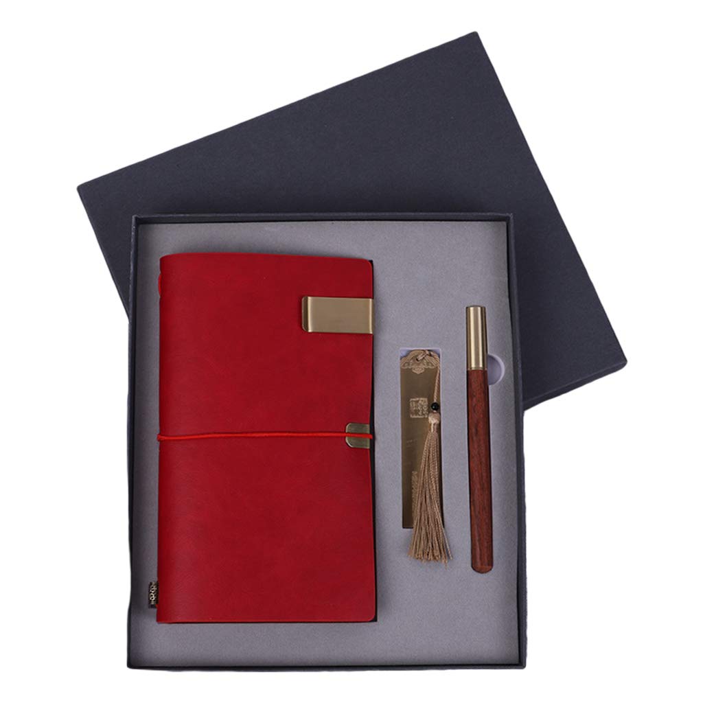 Premium PU Leather Notebook and Pen Set - Elegant Business Gift for Teachers, Professionals & Students | Perfect for Teacher Appreciation Day, Office Supplies, Journaling & Note Taking (Red)