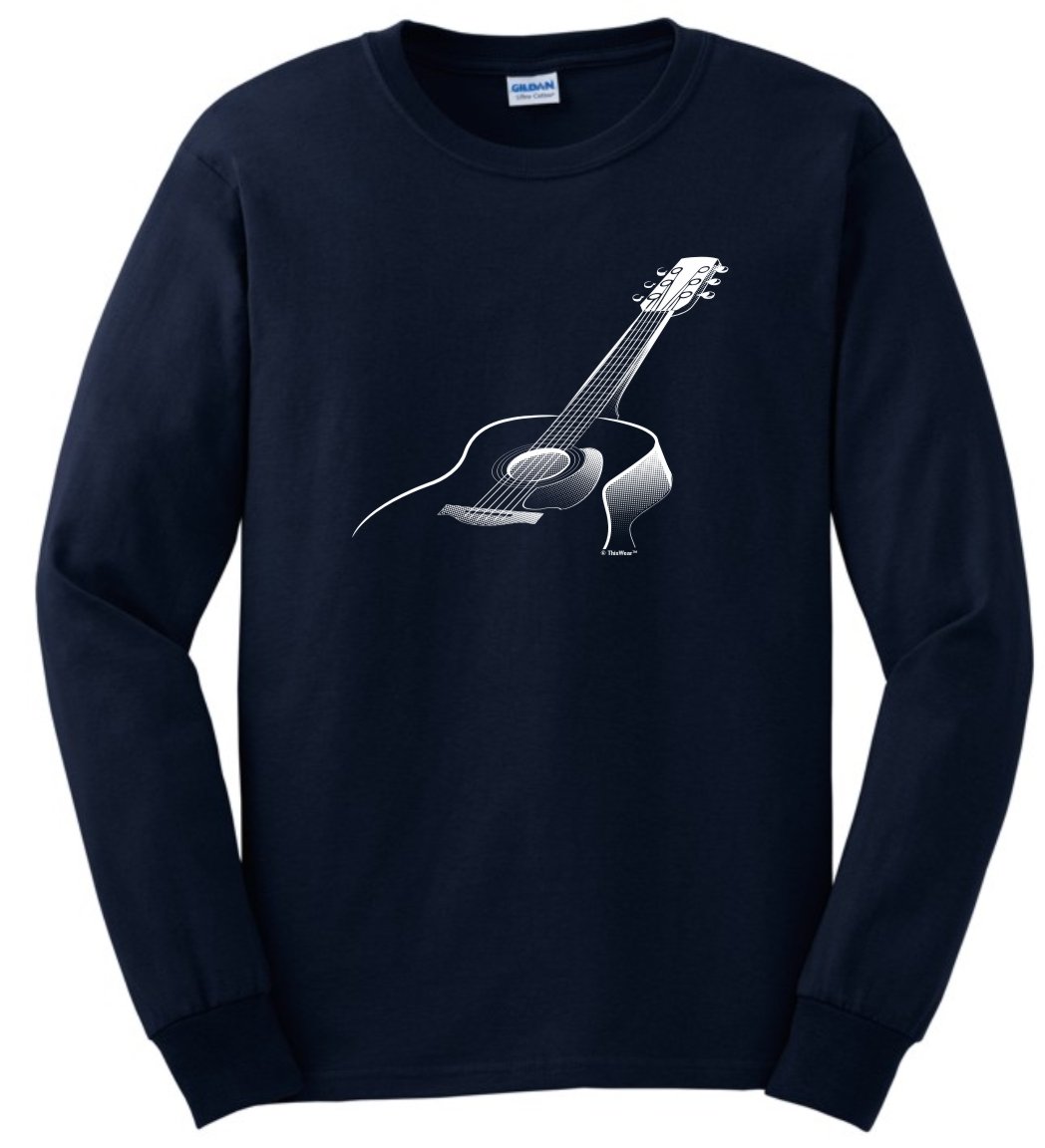 3D Acoustic Guitar Music Lover T-Shirt - Long Sleeve Graphic Tee for Musicians & Band Fans | Perfect Gift for Guitar Players, Concerts & Music Festival Outfits