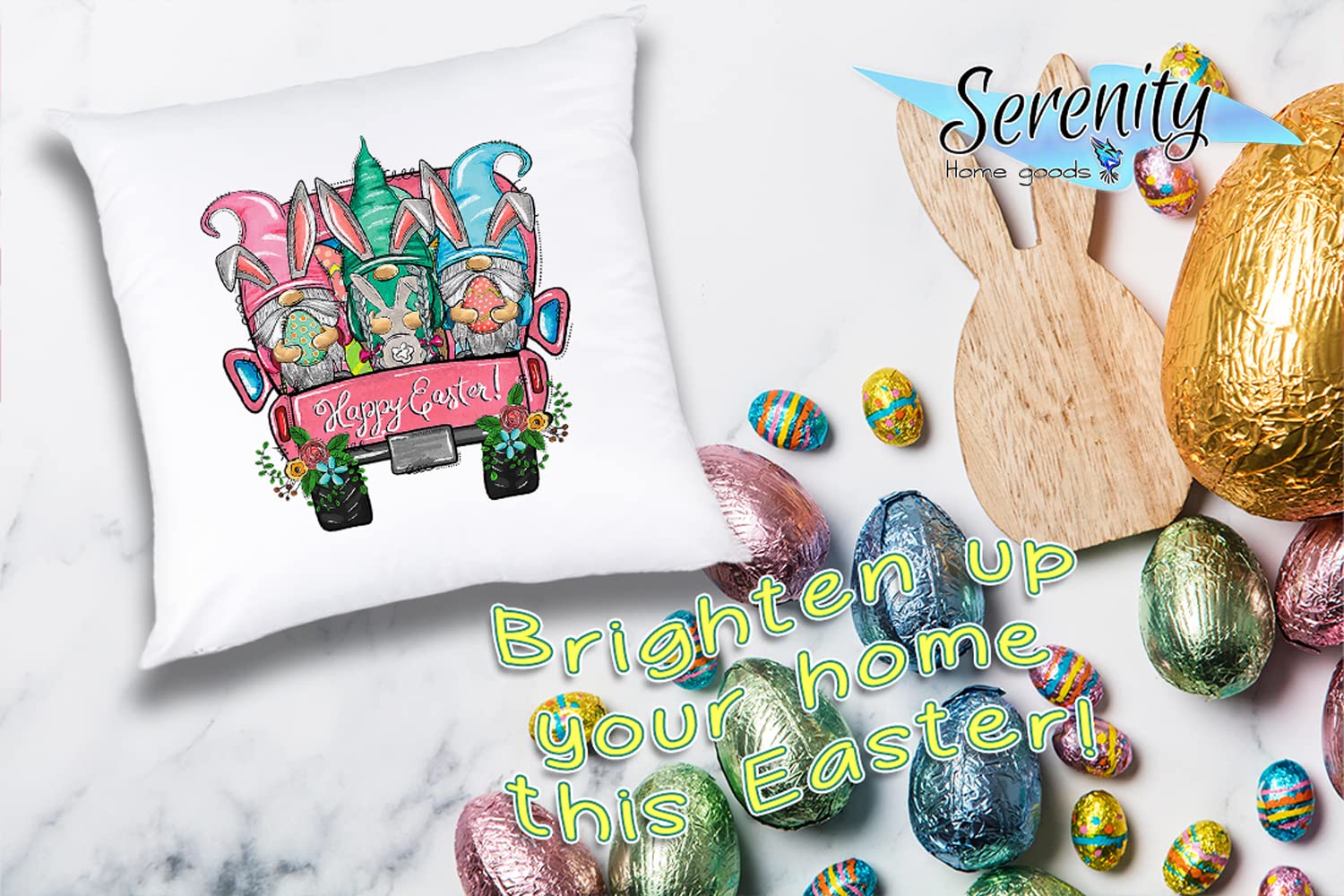 Easter Spring Throw Pillow Cover 16x16 Inches - Soft Decorative Cushion for Sofa, Couch, Bed & Home Decor - White Aesthetic Pillow Insert - Perfect for Living Room, Bedroom & Seasonal Decorations