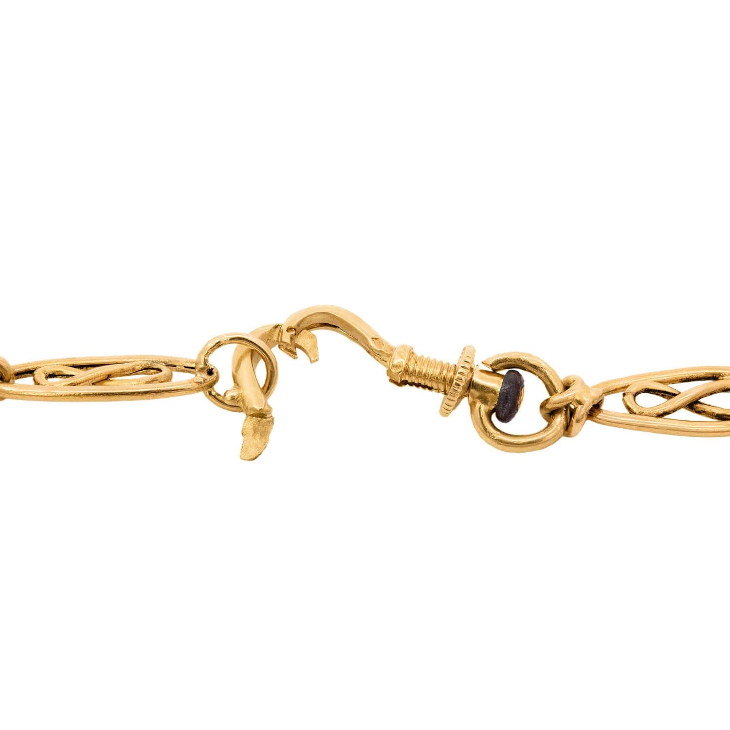 Art Nouveau French 18k Gold Eternity Link Necklace - Vintage Jewelry for Women, Bridal Gift, Anniversary Present & Special Occasions