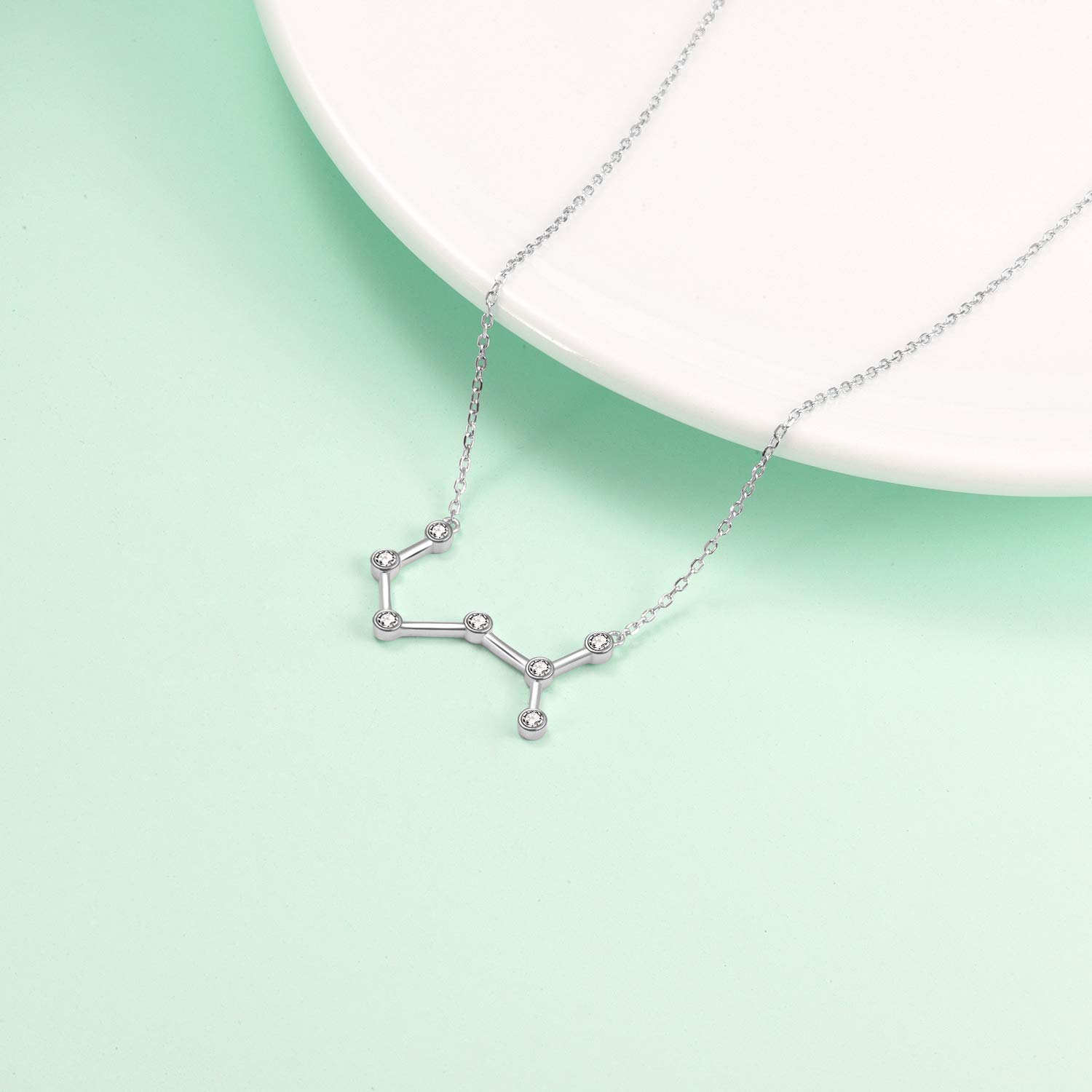 AOBOCO Sterling Silver Zodiac Necklace with Austrian Crystals - 12 Constellation Horoscope Astrology Pendant for Women | Perfect Birthday, Anniversary & Spiritual Gift for Her | Elegant Everyday Wear & Special Occasion Jewelry