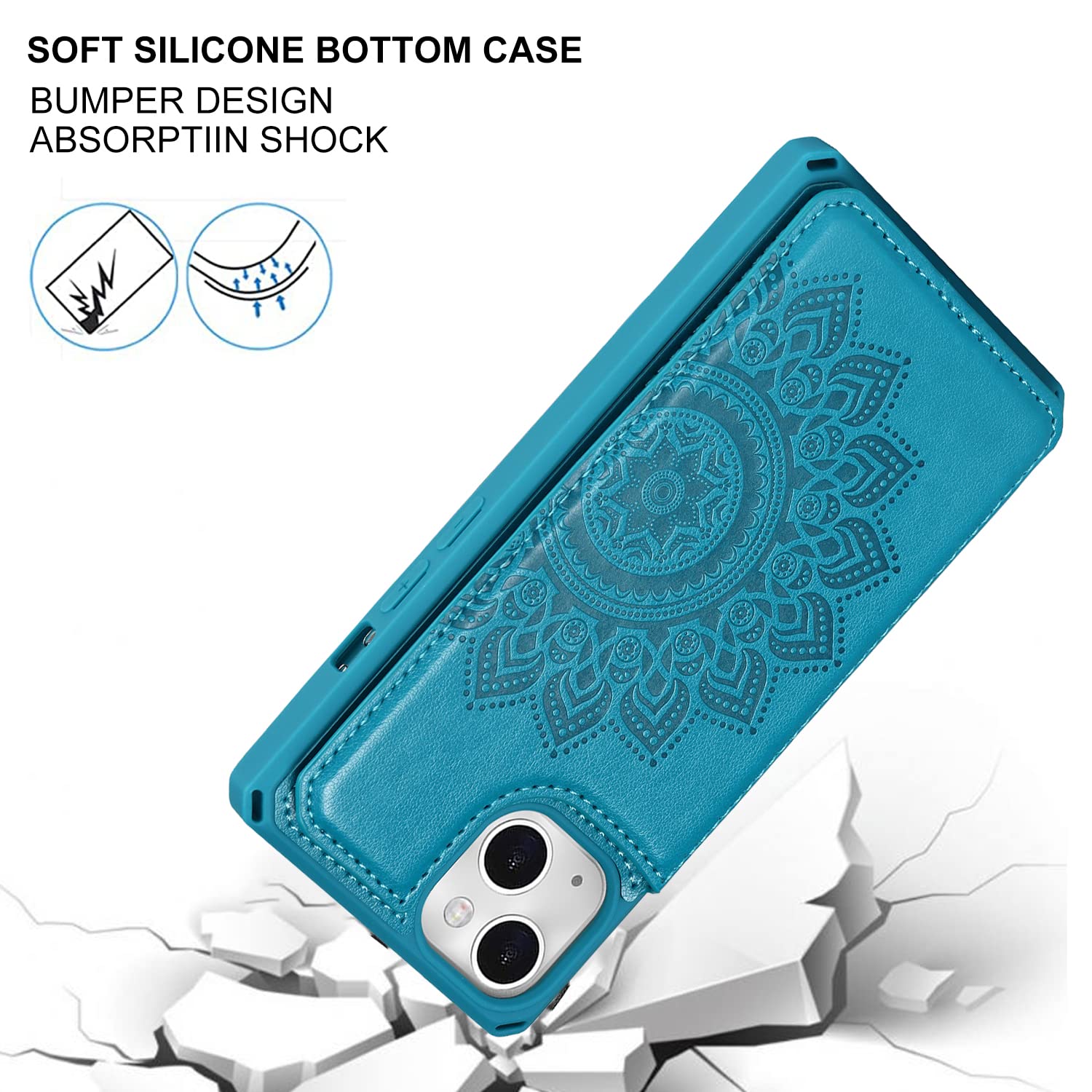 Premium Leather iPhone 13 Case with Card Holder & Stand - Shockproof Protective Cover for Men & Women | Daily Commute & Travel