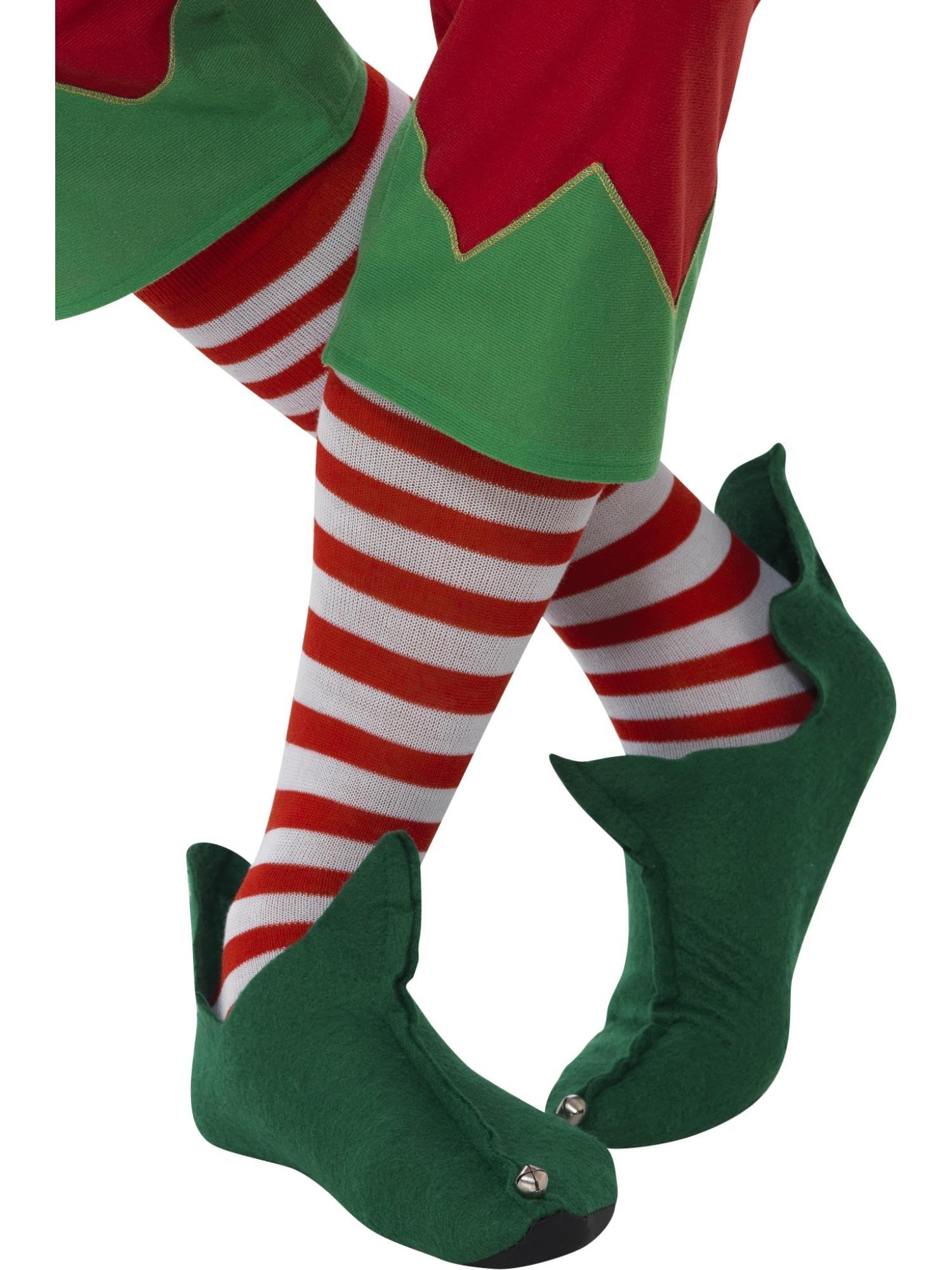 Adult Red & White Striped Elf Socks - Long Christmas Costume Stockings for Holiday Parties & Cosplay