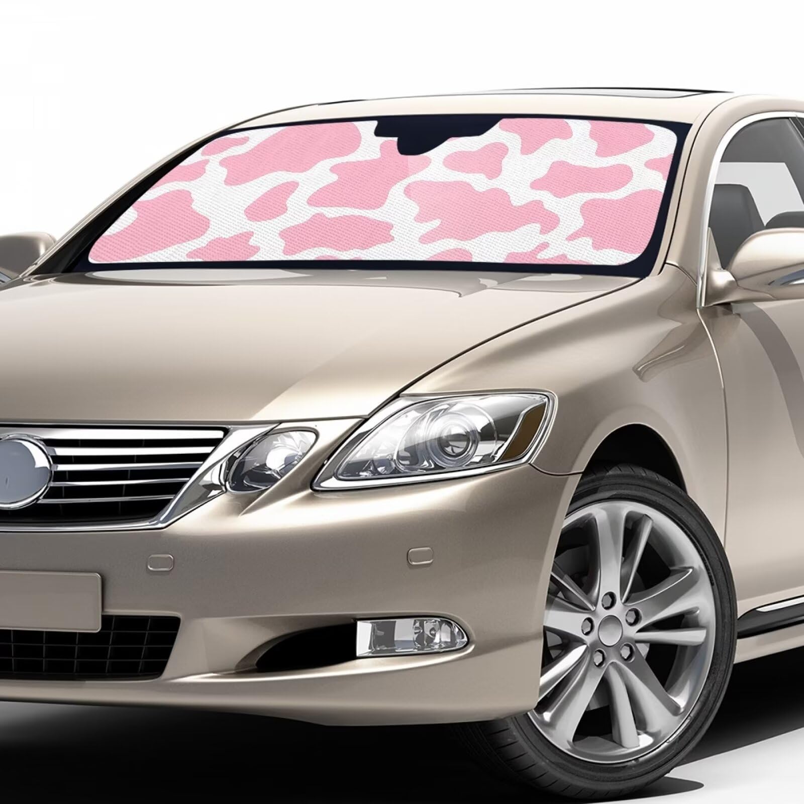 Pink Cow Pattern Car Windshield Sun Shade - UV Protection Foldable Sun Shield for Front Window | Durable Automotive Interior Accessories | Fits Most Cars, SUVs & Trucks | Perfect for Summer Parking & Road Trips