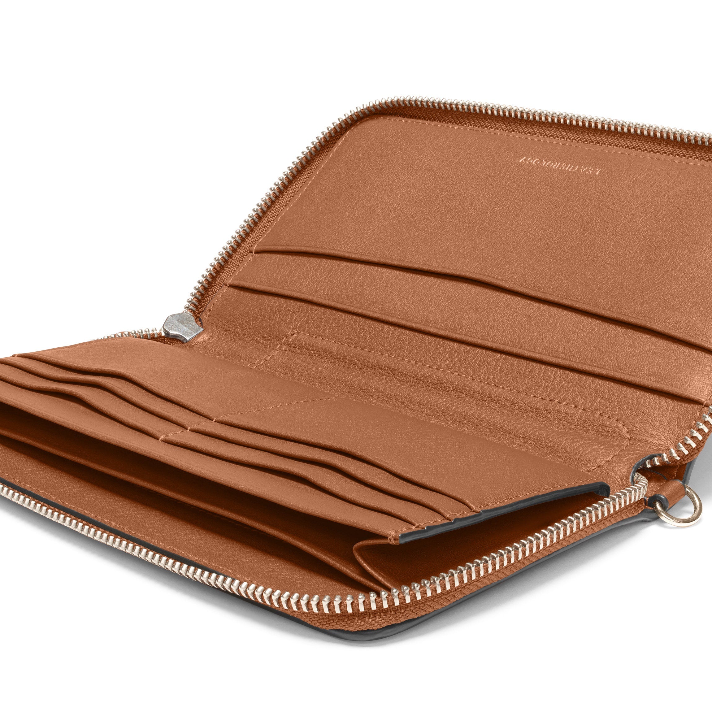 Genuine Leather Windsor Flat Zip Wallet for Men - Slim RFID Blocking Bifold Wallet with Money Clip - Perfect for Travel, Business & Everyday Use (Cognac)