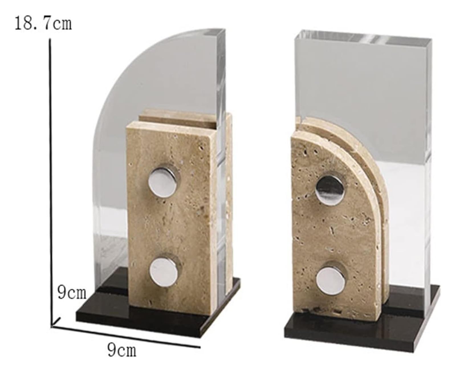 Crystal Bookends - 1 Pair L-Shape Non-Skid Heavy Duty Marble Bookends for Bookshelves, Office & School Library | Secure Hold for Heavy Books | Elegant Home & Office Decor Accessories | Perfect for Organizing Textbooks, Novels & Decorative Displays