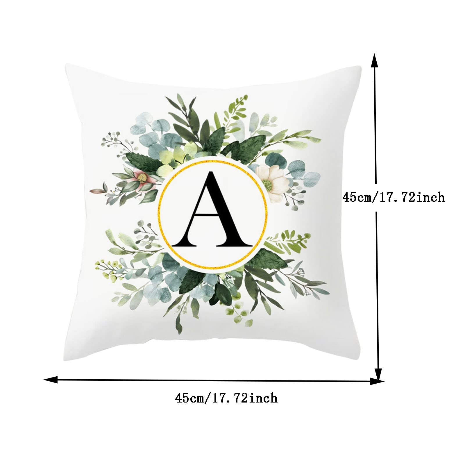 Monogram Letter P Floral Decorative Pillow Cover - 18x18 Inch Personalized Initial Throw Pillow Case for Sofa, Bed & Home Decor - Perfect for Living Room, Nursery or Wedding Gift