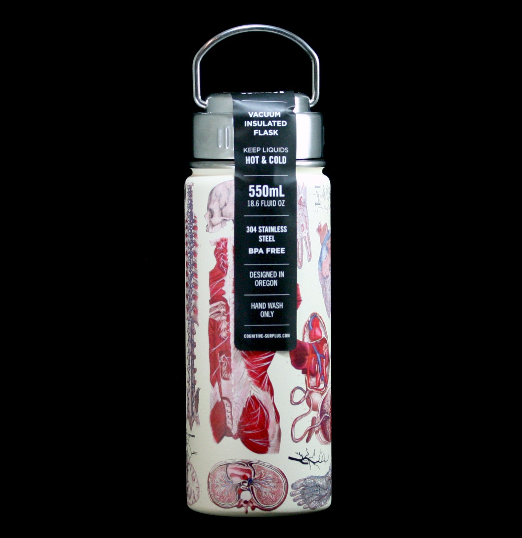 Premium Stainless Steel Vacuum Insulated Anatomy Flask - Double Wall Thermal Design for Hot & Cold Beverages - Ideal for Lab, School, Science Class & Outdoor Activities