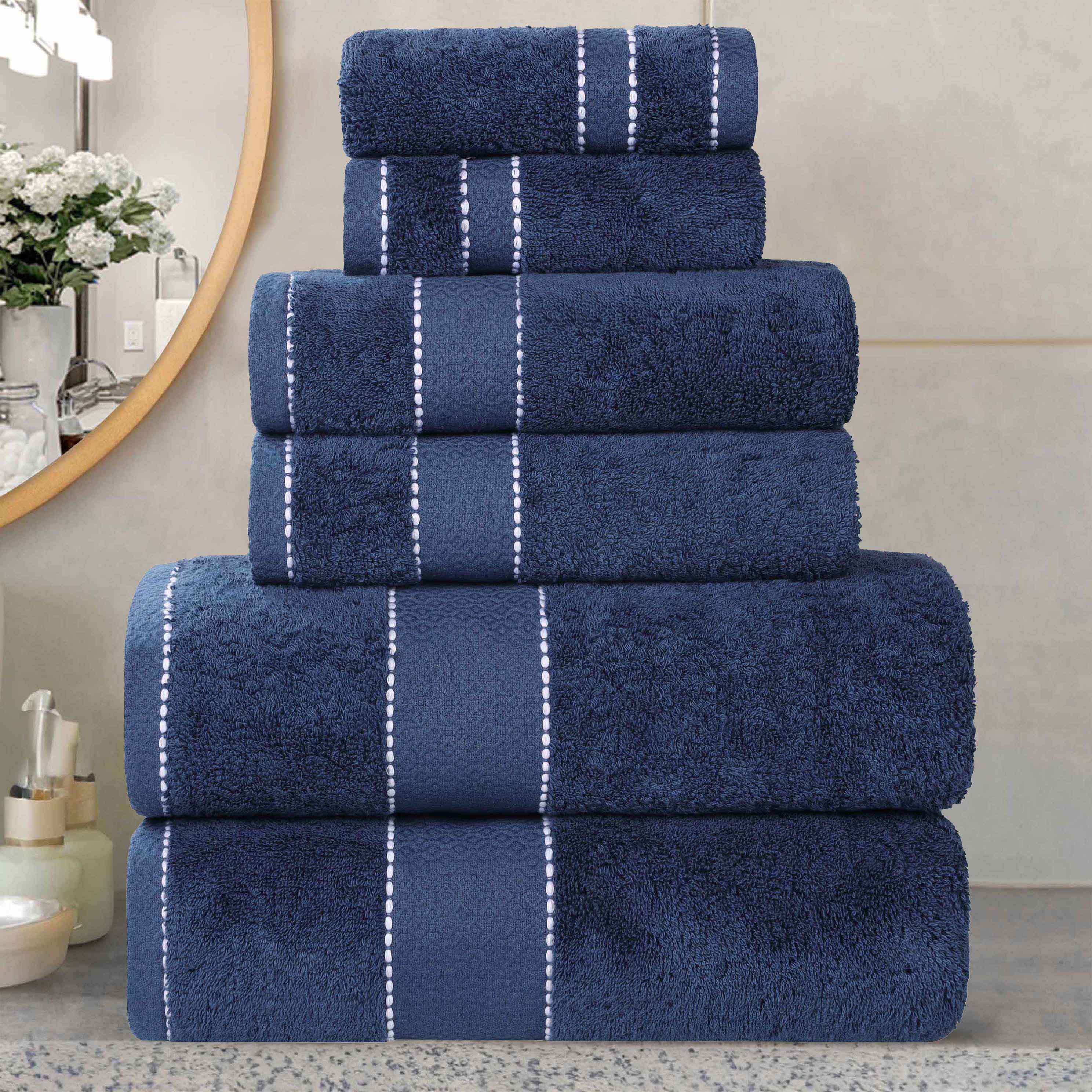 Premium 6-Piece Giza Cotton Towel Set - Ultra Absorbent & Soft Egyptian Dobby Weave - Perfect for Bath, Spa, and Luxury Home Use