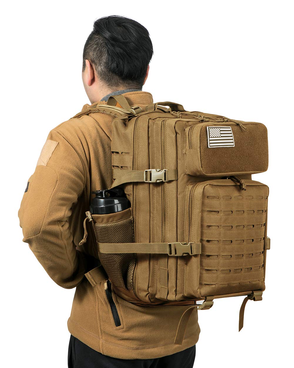 QT&QY 25L/35L/45L Tactical Backpack for Men - Military Molle Rucksack with Water Bottle Holder - Durable 3-Day Bug Out Bag for Hiking, Camping & Outdoor Survival Gear