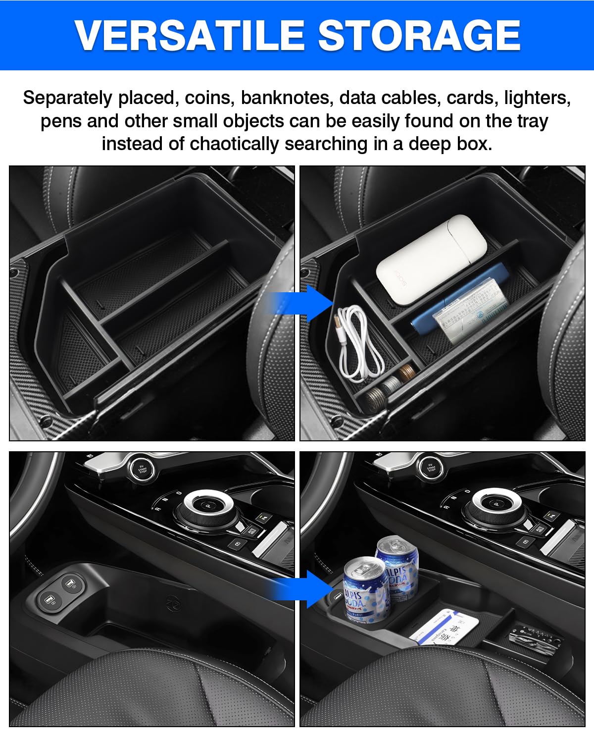 Autorder 2-Pack Center Console Organizer for Kia EV6 2022-2025 | Armrest Storage Box & Secondary Insert Tray | Car Accessories for Better Organization | Perfect for Road Trips & Daily Commute