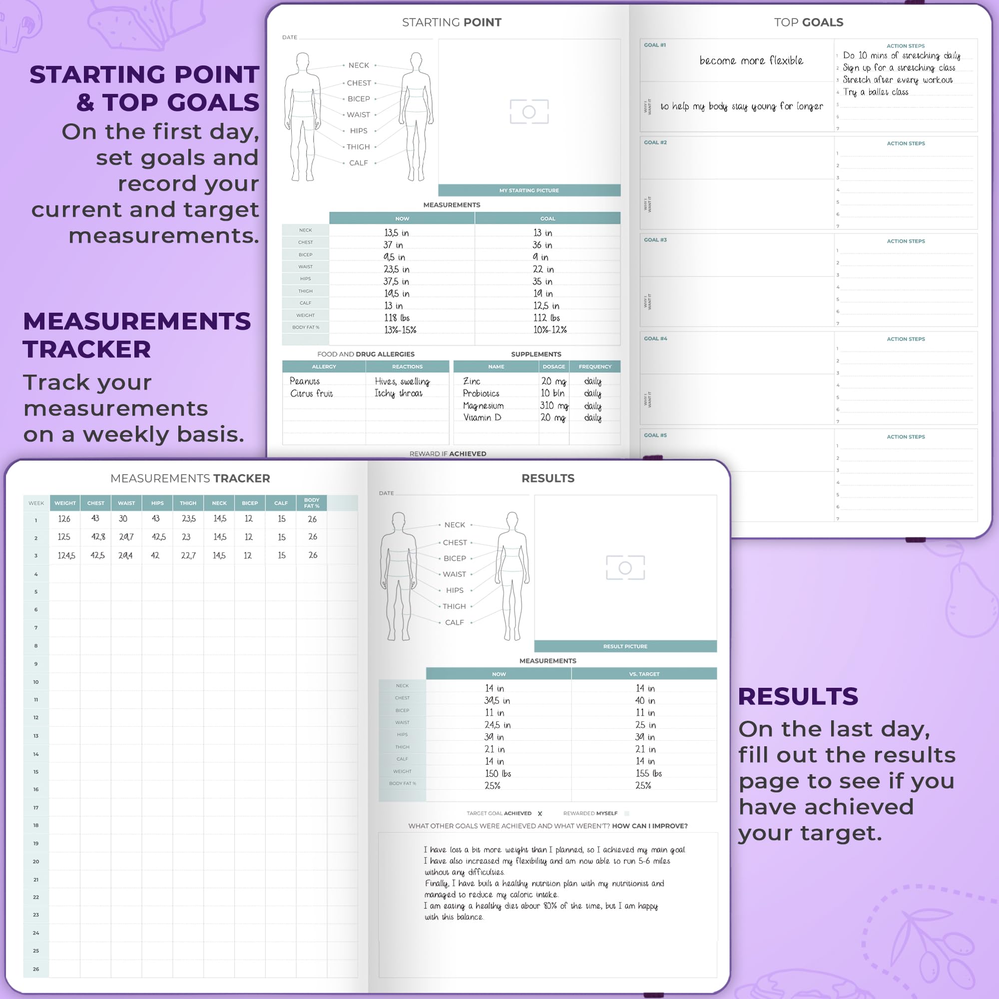 Clever Fox Food Journal Pro – Diet & Wellness Planner for Weight Loss with Calorie Tracker – Undated Meal & Exercise Log for Women & Men – 7