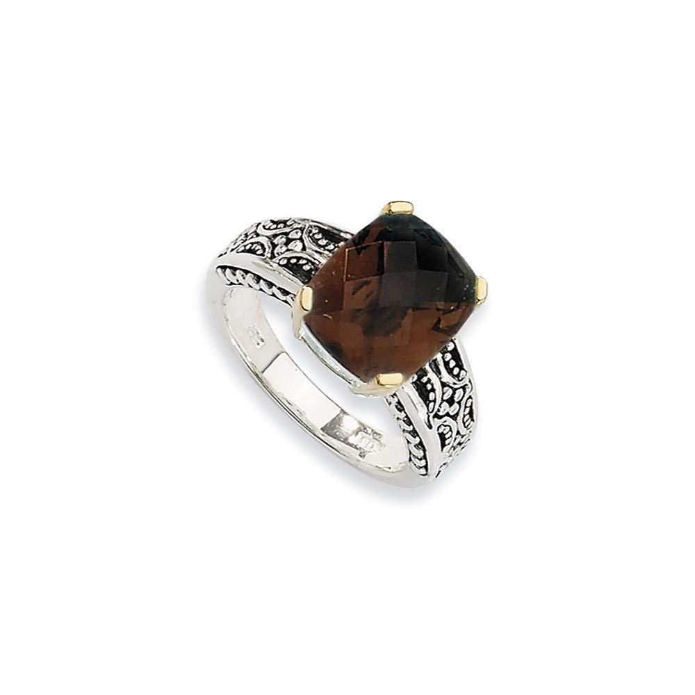 14K Gold Plated 925 Sterling Silver Smokey Quartz Ring for Women - Size 6,7,8 - Elegant Jewelry Gift for Birthday, Anniversary & Special Occasions
