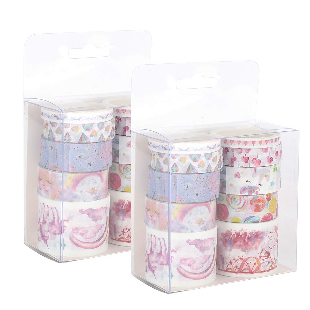 Unicorn Washi Tape Set - DIY Decorative Masking Stickers for Scrapbooking, Journaling & Craft Projects - Colorful Stationery Tape for Notebooks, Planners & Bullet Journals (Perfect for Gift Wrapping, School Projects & Home Decor)