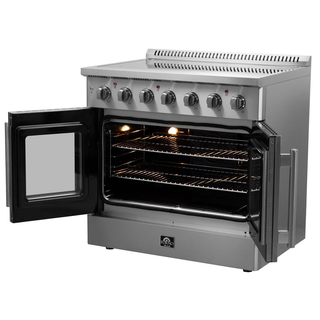 Forno Galiano 36-inch 5.36 cu. ft. Stainless Steel French Door Freestanding Electric Range - FFSEL6917 36 | Perfect for Modern Kitchens & Home Cooking