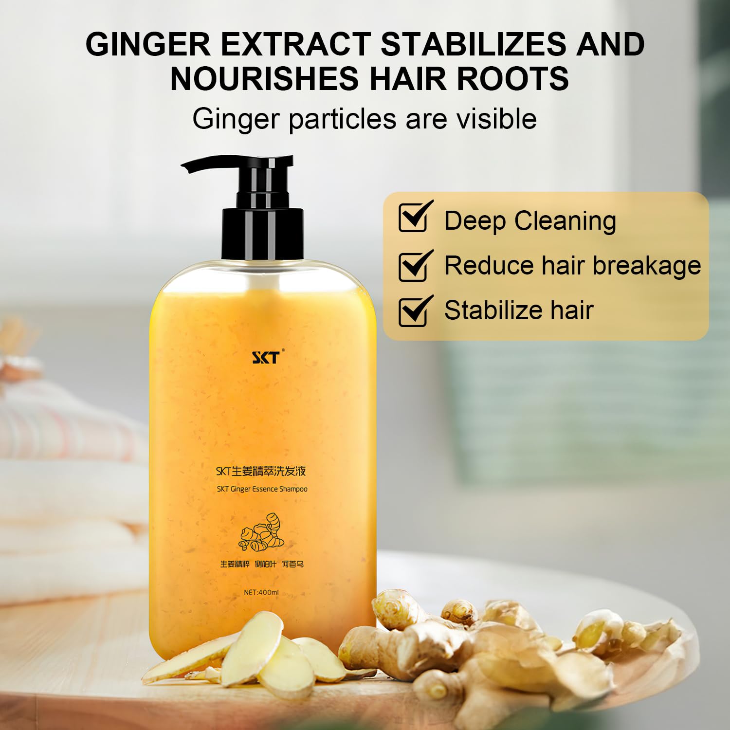 Natural Ginger Extract Anti Hair Loss Shampoo for Hair Regrowth & Thickening - 400ml Volumizing Shampoo for Men & Women | Promotes Longer, Healthier Hair | Ideal for Daily Use & Scalp Care