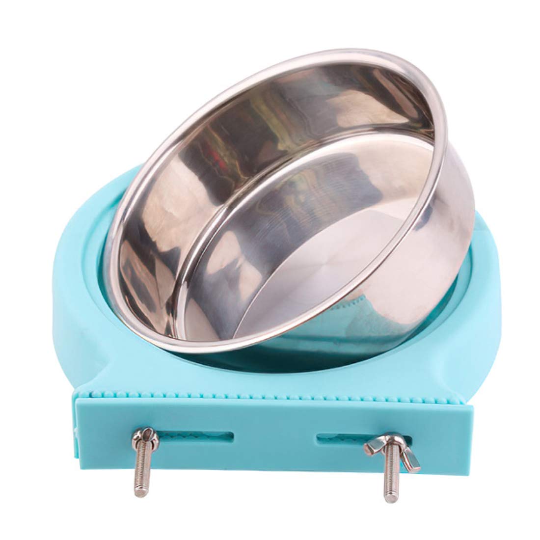Stainless Steel Hanging Pet Bowl for Dogs & Cats - Easy Clean Crate Bowl with Suspension Kit, Durable & Rust-Proof (Blue, Large) - Perfect for Travel, Crate Training & Mess-Free Feeding