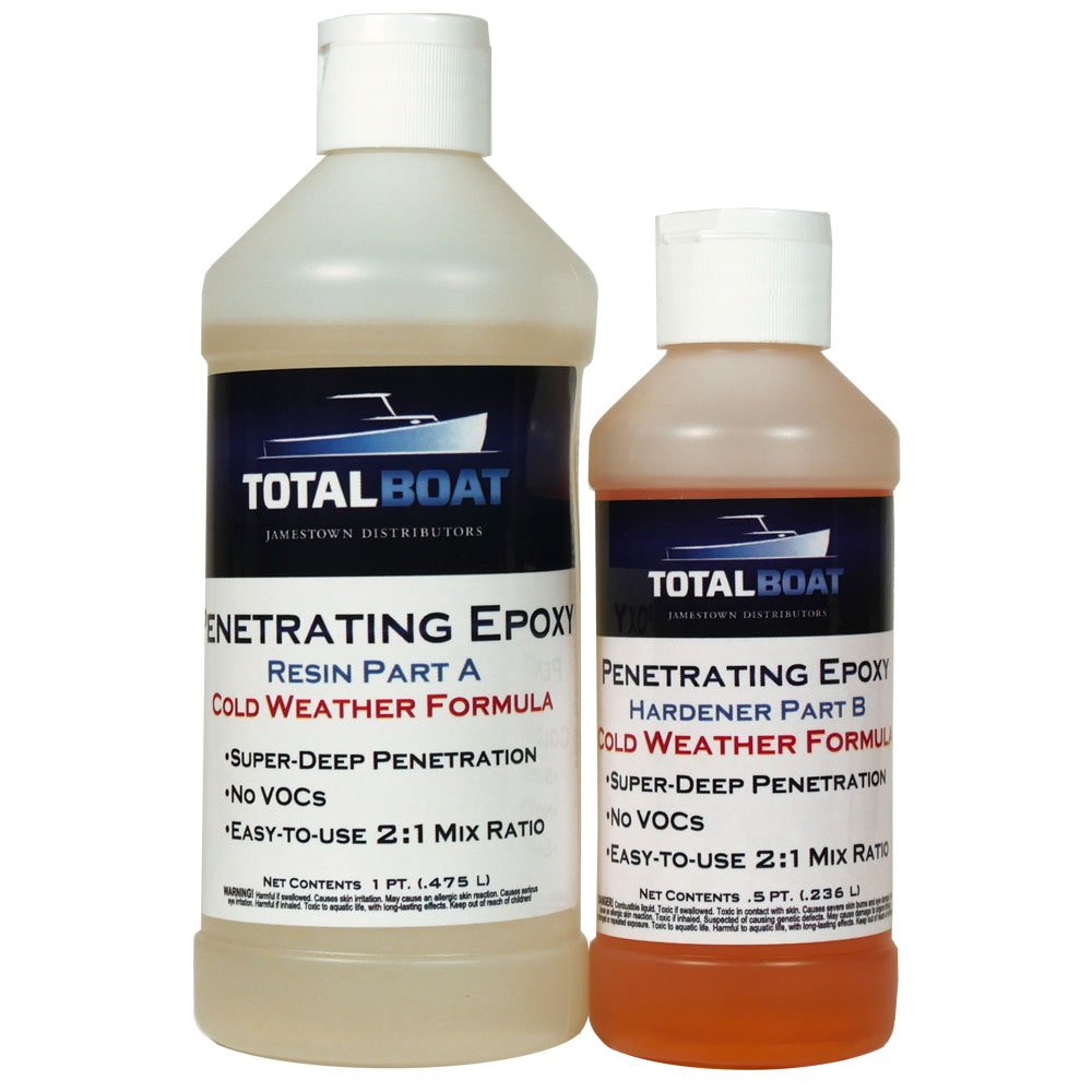 TotalBoat-492063 Clear Penetrating Epoxy Wood Sealer Stabilizer for Rot Repair & Restoration - Pint Size for Cold Weather - Ideal for Boat Deck Repair, Furniture Restoration & Outdoor Wood Preservation