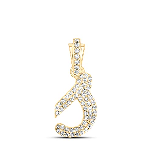 10kt Yellow Gold Round Diamond Initial Pendant for Women - 1/4 Cttw, Solid Gold Letter Charm Necklace - Perfect for Gifts, Anniversaries & Everyday Elegance