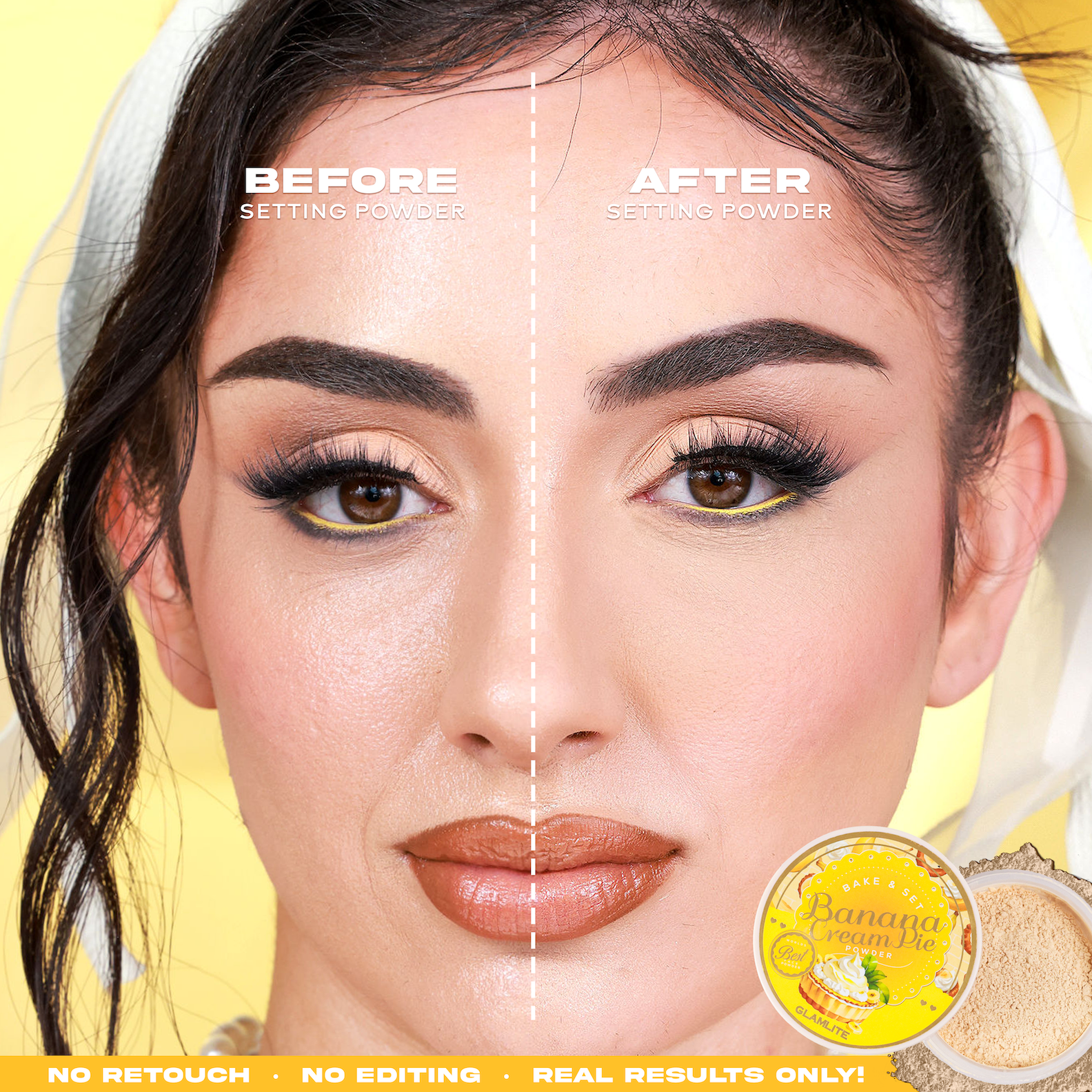 Banana Cream Pie Bake & Set Powder - Long-Lasting Matte Finish for Flawless Baking & Setting - Perfect for Makeup Artists, Bridal & Everyday Use