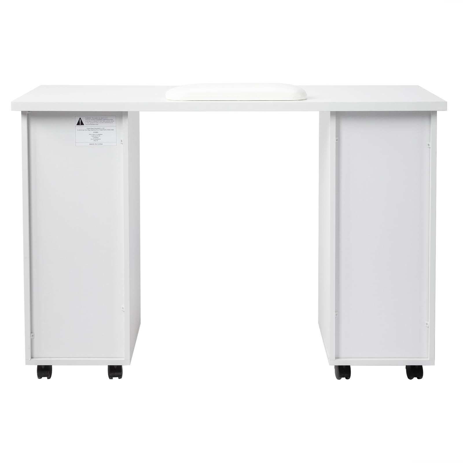 Professional Rolling Nail Table Manicure Station - White Beauty Salon Nail Desk with 4 Drawers, Large Storage Cabinet & Wrist Rest - Perfect for Nail Technicians, Home Salons & Spa Businesses