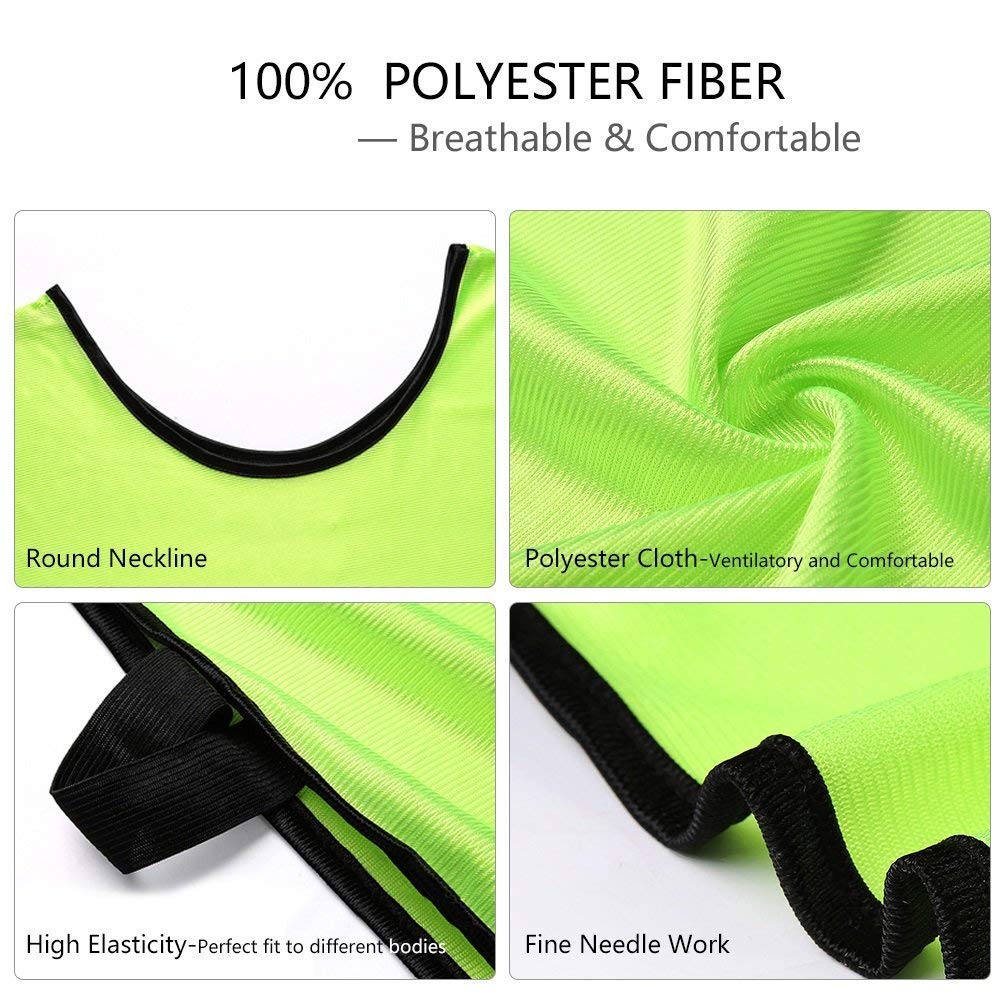 Senston 6/12 Pack Scrimmage Training Vests - Breathable Mesh Pinnies for Soccer, Basketball & Volleyball - Adult & Youth Sports Practice Bibs - Perfect for Team Drills, PE Classes and Tournament Games
